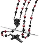 Fashion Rosary Black Red Bead Guadalupe & Jesus Cross 28" Rosary Necklace  HR 600 KKRD | Amazon.com